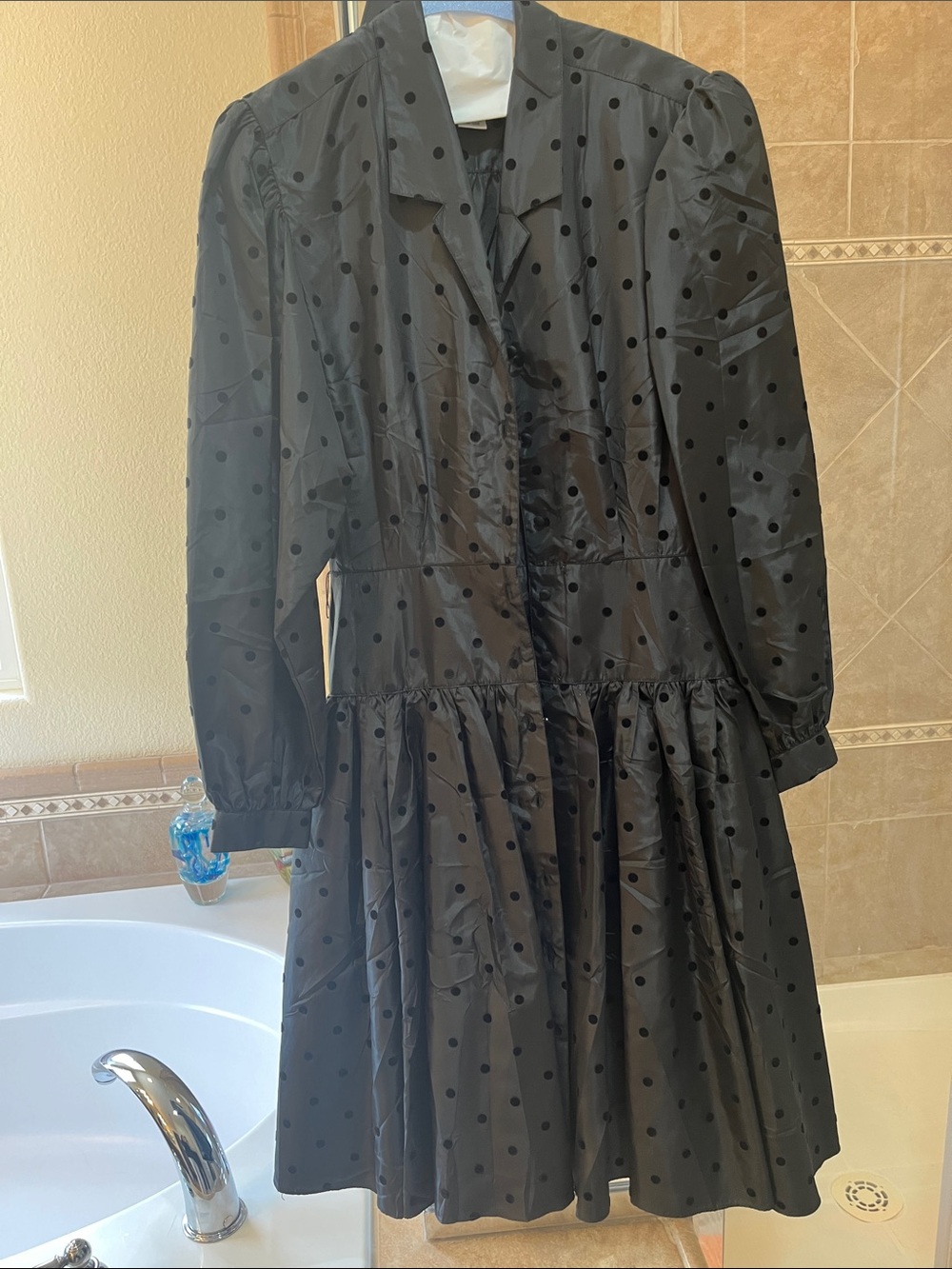 Chaus Black Polka Dot Long Sleeve Dress